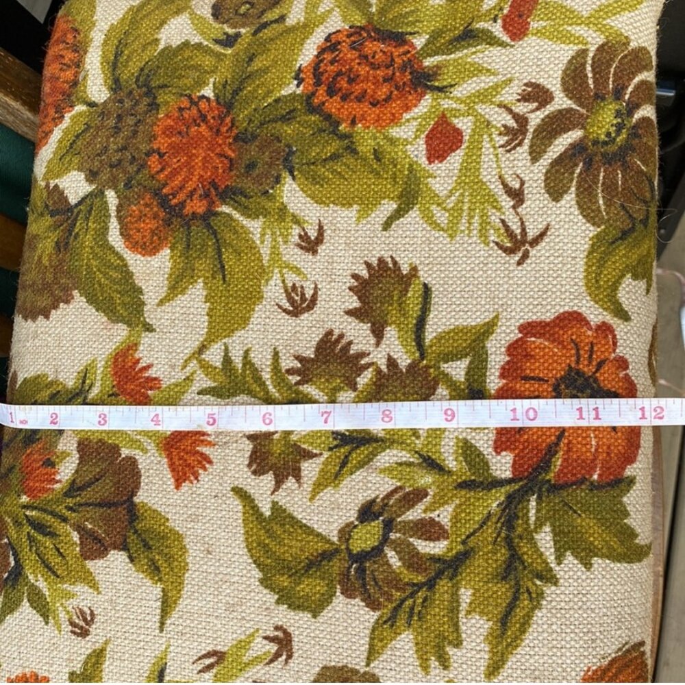 Vintage 1963 Handcrafted Floral Footstool Upholstered Wood Ottoman Stool MCM - Picture 14 of 15